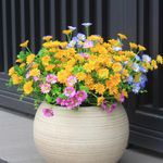 alyptus Artificial Flowers for Outdoors 16 Bundles UV Resistant Plants Yellow Faux Sile Daisy Fake Plastic Eucalyptus for Home Planters Porch Patio Yard Decor (16 Bundles NO.Y)