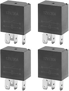 AOCISKA 4 Packs 30A Starter Relay,4 Pin 12V Relay,Multi-Purpose Automotive Relay Black Starter Relay Car Heavy Duty Standard Relay,Automotive Replacement Accessories for Car Motor(4Pin)