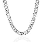 QUADRI - Extra Shiny Mens Cuban Link Chain 10mm - 925 Sterling Silver Necklace - Italian Diamond Cut Silver Chain - 18 Inch - Men's Necklaces Premium Quality - Gift Box Included