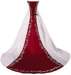 Vantexi Women's Strapless A-line Wedding Dress Bridal Gown, Ivory & Burgundy, 2