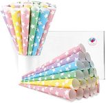 Candy Park Premium Cotton Candy Cones 100 Pack Rainbow Stars - Multicolor Paper Cones - For Cotton Candy Machines & Candy Floss Sugar - Celebrations & Party Supplies