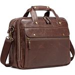 Leather Briefcase for Men Computer Bag Laptop Bag Waterproof Retro Business Travel Messenger Bag for Men Large Tote 15.6 Inch Husband Gifts (Brown)