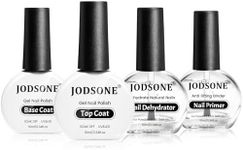 JODSONE 2 Bottle 10ML Nail Primer Base Coat Top Coat Glossy Quick Drying Durable DIY Nail Art Design Long Lasting Gift For Girls, transparent