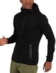 TCA Men’s Revolution Tech Workout Thermal Running Hoodie Jacket with Zip Pockets and Thumbholes - Black, M