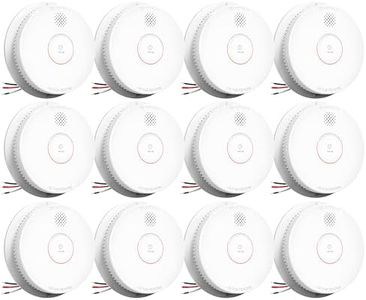 SITERWELL Smoke Detector, Hardwired Interconnected Smoke Detector, Photoelectric Smoke Alarm with 9V Backup Battery, Fire Alarm with Test/Silence Button, UL217-10th Listed, GS562A, 12 Packs