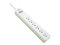 APC PE66W 6-Outlet Surge Protector Power Strip 1080 Joules, Surge Arrest Essential, White/Green