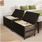 Fokyfok 2 Pack Under Bed Storage with Wheels,16 inch Tall Extra Large Under Bed Clothes Storage,Underbed Storage with Wheels,Rolling Under Bed Drawers with Lid for Dorm,College,Apartment,Black