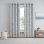 Eclipse Dutchess Botanical 100% Blackout Lined Sheer Grommet Curtains, Thermal Insulated Window Curtains for Living Room, Bedroom or Media Room, (1 Panel), 63 in Long x 50 in Wide, Marine