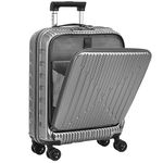 Kaleenie 20 Inch Carry On Suitcase with Front Pocket for 15.6" Laptop, 40 * 20 * 55cm, 45L, Ligthweight ABS+PC Hardshell Cabin Luggage, Gray