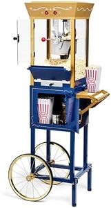 Nostalgia Popcorn Maker Machine - Professional Cart With 8 Oz Kettle Makes Up to 32 Cups - Vintage Popcorn Machine Movie Theater Style - Navy & Gold