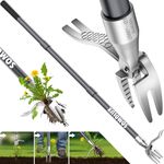 SOMOLUX Weed Puller Stand-up WeedingTool Heavy-Duty Stainless Steel Claw with Metal Handle Weeder for Gardening Weed Remover Tool for Lawn and Garden Without Bending or Kneeling (Lenth:53'')