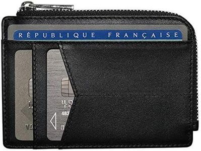 HUYAMI Porte Carte de Crédit en Cuir Ultra Fin – Blocage et Sécurité Anti RFID – Porte-Monnaie intégré avec Zip – Portefeuille Rigide en Cuir – Jusqu’à 6 Cartes bancaires (Noir)