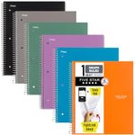 Five Star Spiral Notebook, 1 Subject, Graph Ruled Paper, 100 Sheets, 11" x 8-1/2", Black, Red, Lime, Cobalt Blue, Royal Purple, White, 6 Pack (73549)