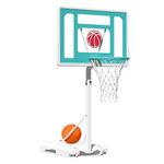 Danrelax 32“x23” Pool Basketball Hoop, 3.1FT-4.1FT Height Adjustable Poolside Basketball Hoop,Include Air Pump,Basketball, Made for Teens, Adults, White