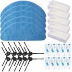 Electropan Replacement Consumable Accessories Parts 10pcs Side Brush + 5pcs Hepa Filter + 5pcs Mop Cloth + 10pcs Magic Paste for ILIFE V3 V3s V5 V5s V5s pro Robot Vacuum Cleaner