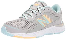 New Balance Girls 680 V6 Lace-up Running Shoe, Rain Cloud/Pale Blue Chill/Light Mango, 11 Wide Little Kid