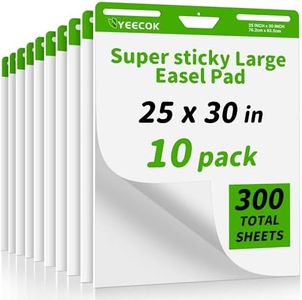 YEECOK Super Sticky Easel Pad, 25 x 30 Inches, 30 Sheets/Pad, 10 Pads (300 Sheets), Thick 100gsm Flip Chart Paper, Self-Stick Anchor Chart for Teachers, Office Training & Hybrid Meetings