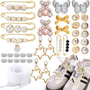 BABORUI 38PCS Butterfly Brooch Pins Shoe Lace Charms Kit for Womens Shoes DIY Decorations