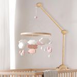 27inch Baby Crib Mobile Arm，Wooden Mobile Arm for Crib Baby Nursery Mobile Hanger for Crib, Adjustable Angle Height Cot Mobile Holder for Crib Mini Crib Mobile Arm(Log color)