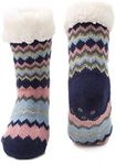 MaaMgic Womens Cozy Warm Fuzzy Slipper Socks Thermal Winter Home Socks,Pink Navy