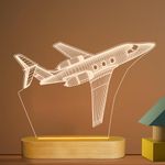 Airplane Night Light 3D Illusion Lamp,Soft Warm Colors Wood Table Lamp for Boys Pilot Gifts with USB Power