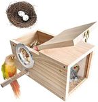 ALI2 Bird Nesting Box Parakeet Bird Breeding Nest Boxes Wooden Acrylic Transparent Bird House with Small Nest for Small Parrot Conure Lovebirds Finch M