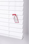 Funky Gadgets Smooth Faux Wood Wooden Venetian Blinds With Strings And The Other With Tape Blind 50mm Slats Trimmable (White, 120cm width x 150cm drop)