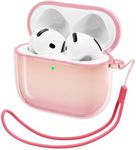 ORNARTO Compatible with AirPods 4 Case Cute 2024, Anti-Drop Full Protective TPU Case for AirPods 4th Generation, Front LED Visible Bling Cover-Aurora Pink