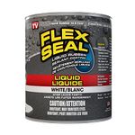 Flex Seal Liquid - Waterproof Rubber Seal, Patch Leaks, Repair Multi-Surface Indoor & Outdoor; Thick Coating Great for Roofs, Cracks, Gutters, Concrete, Basements, Foundations, WHITE, 32 oz (945 mL)