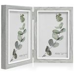 Afuly Double Photo Frame 6x4 Picture Frames Grey Folding 2 Pictures Collage Hinge for Desk Christmas Family Friend Gifts