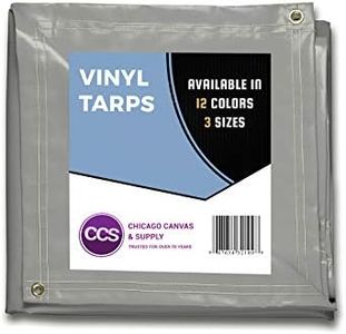 Heavy Duty Waterproof Vinyl Tarp by CCS CHICAGO CANVAS & SUPPLY – Extra Durable Multipurpose Truck Tarp Cover with Rustproof Grommets for Industrial & Commercial Use, Grey, 10 by 16 Feet