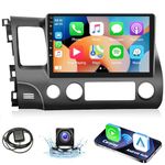 Android Car Stereo Radio for Honda Civic 2006-2011 with Apple CarPlay Android Auto, Rimoody 10.1 Inch Touch Screen GPS Navigation Bluetooth FM/RDS HiFi WiFi SWC Backup Camera