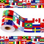 Motiskyy 65 Feet International World Flag Bulletin Board Borders Diversity Country Flag Bulletin Border Around The World Party Decoration for Bulletin Board, Cork Board, Party, Classroom Decor