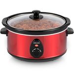 Andrew James Slow Cooker, Removeable Easy Clean Ceramic Bowl, 3 Temperature Settings, Energy Efficient, Tempered Glass Lid, Cool Touch Handles & Non-Slip Feet (Red, 3.5L)