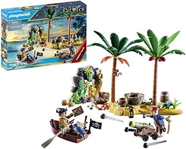 PLAYMOBIL Pirates 70962 Promo Pack Isla del Tesoro Pirata con Esqueleto y cañón de Disparo, Juguete para niños a Partir de 4 años