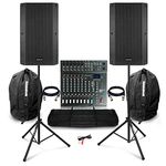 VONYX 15" PA Speaker Stage Sound System Studiomaster CLUB XS10+ Mixer Stands & Bags