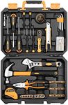 DEKOPRO 100 Pieces Home Repair Tool Set,General Household Hand Tool Kit with Plastic Tool Box Storage