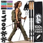 Hiker Hunger Carbon Fiber Trekking Poles for Hiking Collapsible, Nordic Walking Poles for Women, Lightweight Hiking Poles Women Lightweight Collapsible, Walking Sticks for Hiking for Seniors - Black