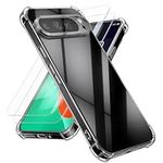 kalibri Case Compatible with Google Pixel 9 Pro Cover - Soft Smartphone Case - with 2X Tempered Glass Screen Protectors - Transparent