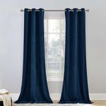 StangH Navy Velvet Blackout Curtains - Luxury Thermal Insulated Drapes for Hotel Hall/Farmhouse Decor, Heavy Duty Summer Heat Block Out for Laundry Office, W42 x L96, 2 Panels