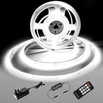 luktix COB LED Strip 2M,6000K Cool White LED Strips, 24V Dimmable LED Strip Lights, CRI92+,8mm Width, with Remote Control and UKCA Power Supply,for Home Decoration, Kitchen, Mirror
