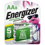 Energizer Recharge Universal 2000 mAh Rechargeable AA Batteries, Pre-Charged, 8 count