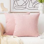 Home Brilliant Pink Cushion Cover 60cm, Soft Faux Linen Cushions Covers for Sofa Bed Living Room, 24 inch, Pack of 2, (60 x 60 cm, Baby Pink)