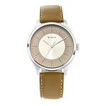 Titan Mens Analog Gray Dial Brown Band Leather Watch