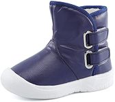 ESTAMICO Toddler Boys Girls Rubber Sole Snow Boots Waterproof Slip Resistant Winter Shoes Navy, 5 Toddler
