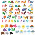 DECOWALL DSL-8070 Animal Alphabet Numbers Colour Weather Kids Wall Stickers Learning ABC 123 Decals Removable for Bedroom Classroom Nursery Educational Décor Decorations