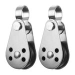 uxcell 2Pcs Marine Pulley 25mm Single Pulley Block, 316 Stainless Steel Nylon Hanging Wire Towing Wheel, Cable Rope Runner Pulley Roller