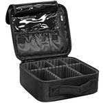 GreenLife® Professional Makeup Train Case Cosmetic Toiletry Bag Travel Organizer Make up Artist Master Waterproof Case Portable Storage with Adjustable Dividers Accessories Tools Brushes Pouch Black