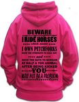 BEWARE I RIDE HORSES FUNNY QUOTE HORSE RIDING HOODIE Children & Adult