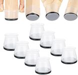 Aneaseit Chair Leg Sliders for Carpet - 8 pcs Clear - Silicone Heavy Duty Furniture Movers w/PTFE Bottom - Table Feet Covers Pads Protectors for Smooth Glides - Medium